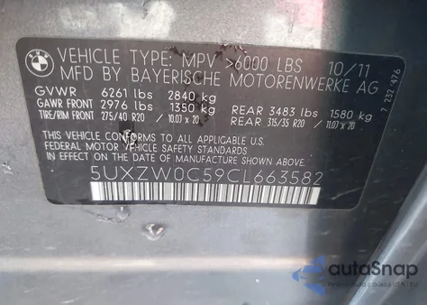 2012 BMW X5 xDrive35D z USA, uszkodzony, nr VIN 5UXZW0C59CL663582